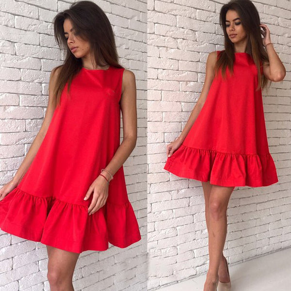 Summer Sleeveless Sexy Ruffles Women Dress Casual A Line Bodycon Dresses Short Mini Tube Beach Dress Vestidos LJ4534E