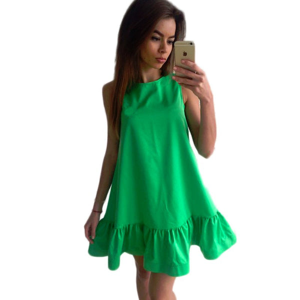 Summer Sleeveless Sexy Ruffles Women Dress Casual A Line Bodycon Dresses Short Mini Tube Beach Dress Vestidos LJ4534E