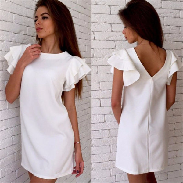 Summer Sleeveless Sexy Ruffles Women Dress Casual A Line Bodycon Dresses Short Mini Tube Beach Dress Vestidos LJ4534E