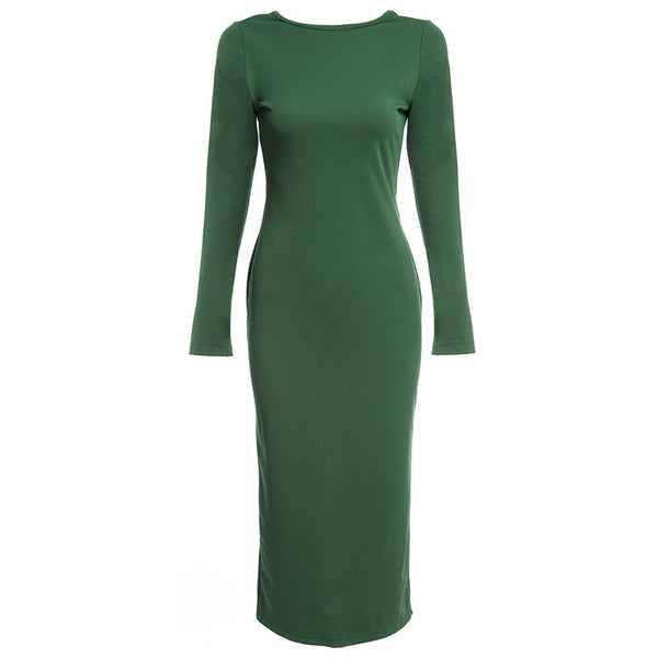 Bodycon Sheath Dress Long Sleeve Party Sexy Dresses Women Clothing Back Full Zipper Robe Sexy Femme Pencil Tight Dress Vestidos